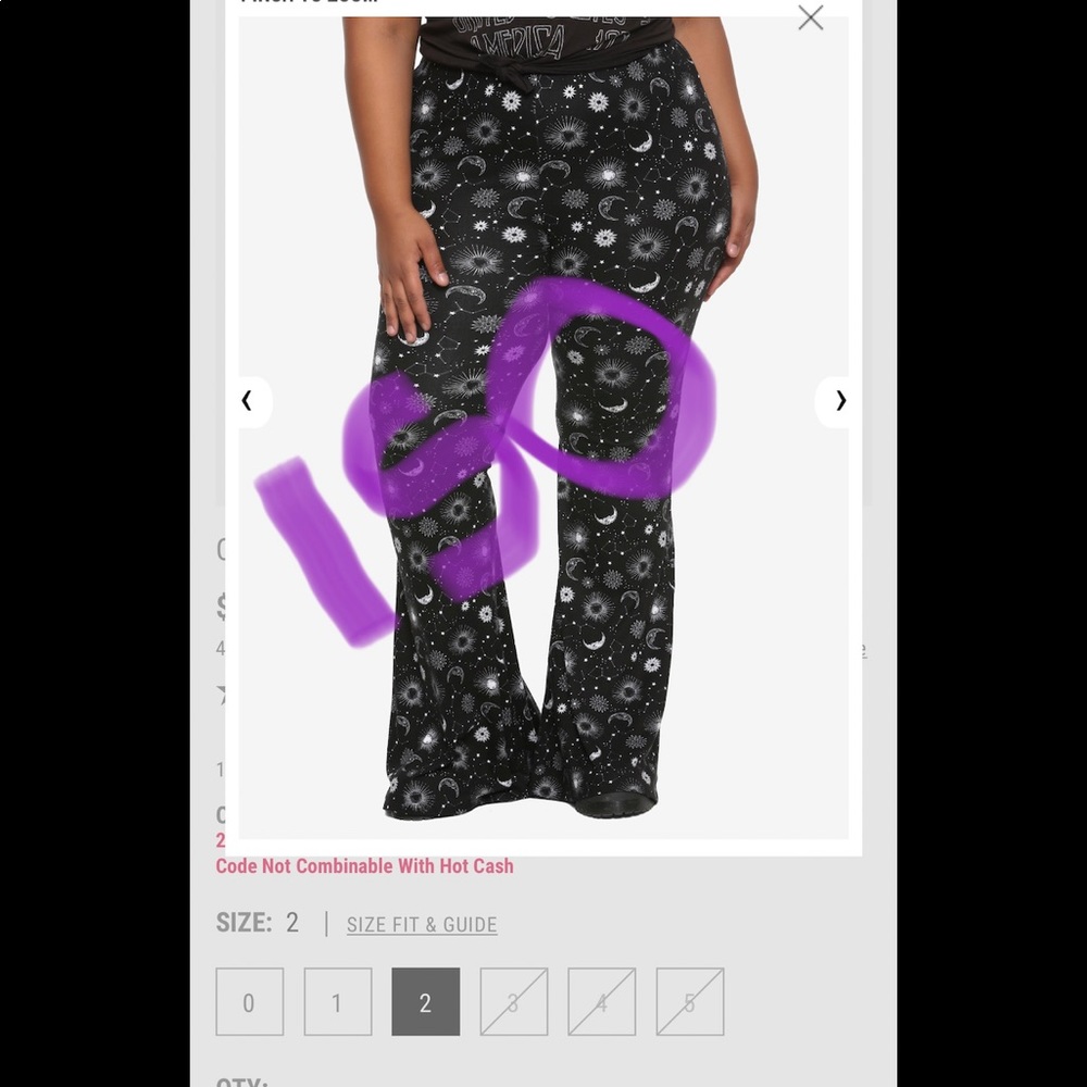 HOT TOPIC SPACE BELL BOTTOM3x (OPEN LIKE ITEMS) - Picture 1 of 1